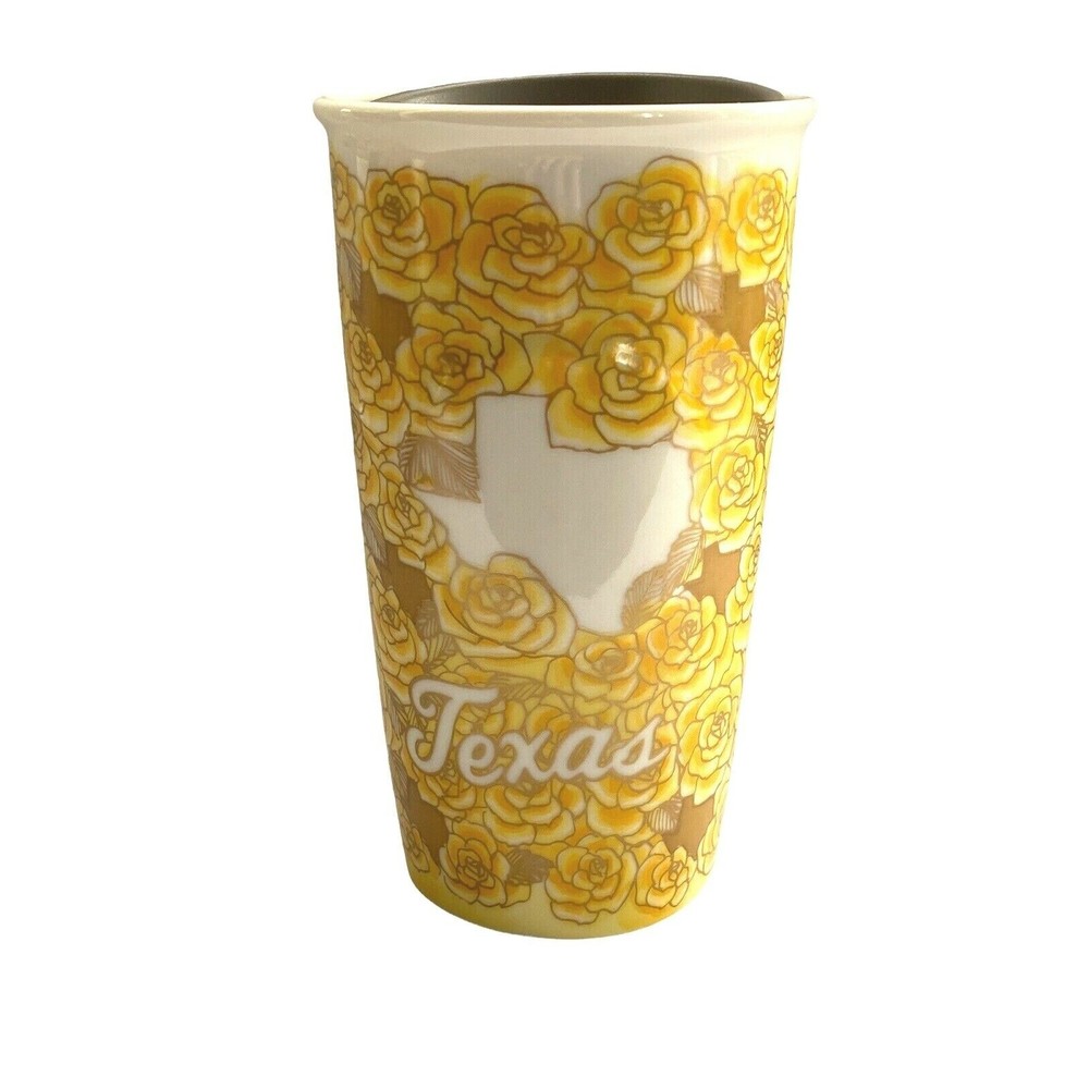 Starbucks Texas Yellow Rose Ceramic Tumbler 2016 Travel Cup Mug 10 oz